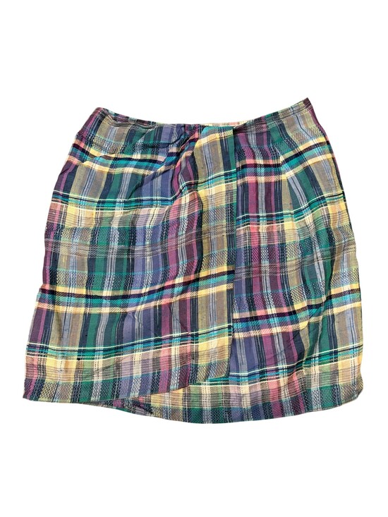 Express Dresses & Skirts - Vintage Express Skirt Womens Small Multicolor Plaid Mini Rayon Linen Lined Italy